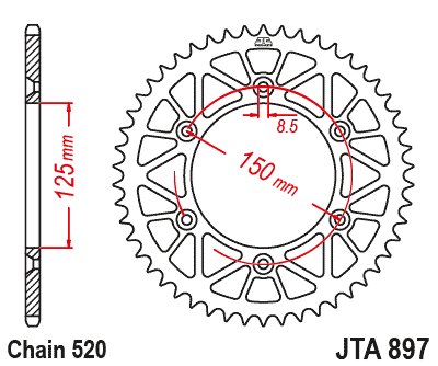 JT Sprocket Rear JTA897BLK 48T Racelite Aluminium