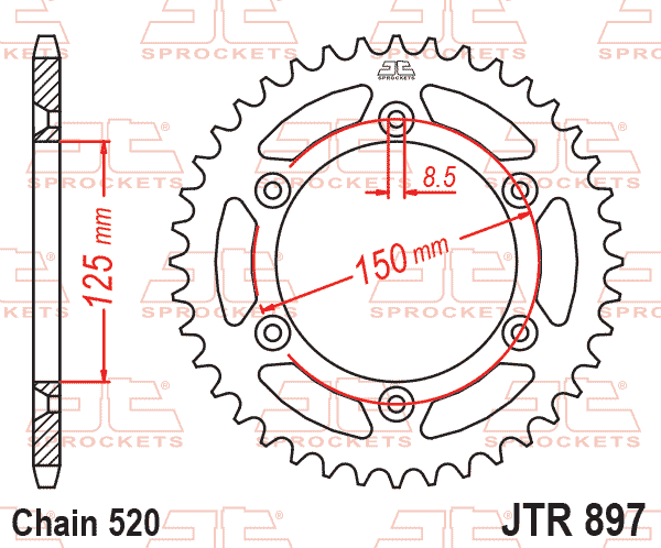 JT Sprocket Rear JTR897 Steel 48T