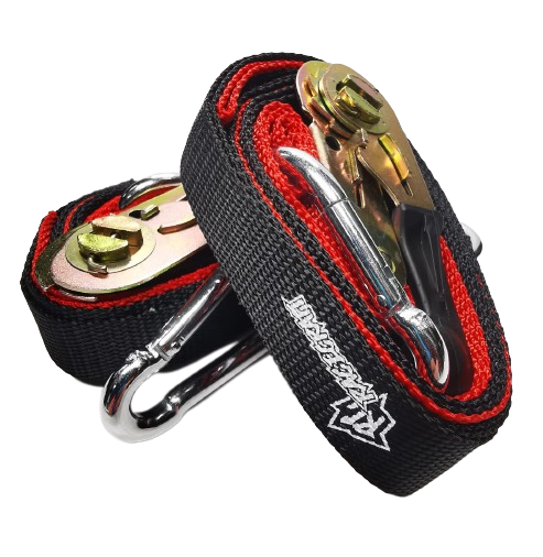 Racecraft Tie Down Set Cambuckle Ratchet Red/Black 1.8m x 25mm