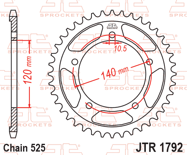 JT Sprocket Rear JTR1792 43T