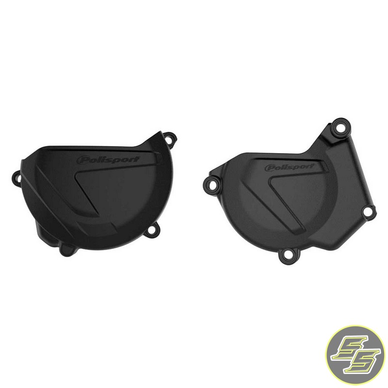 Polisport Clutch & Ignition Cover Protector Kit Yamaha YZ250'05-25|YZ250X'16-26 Black